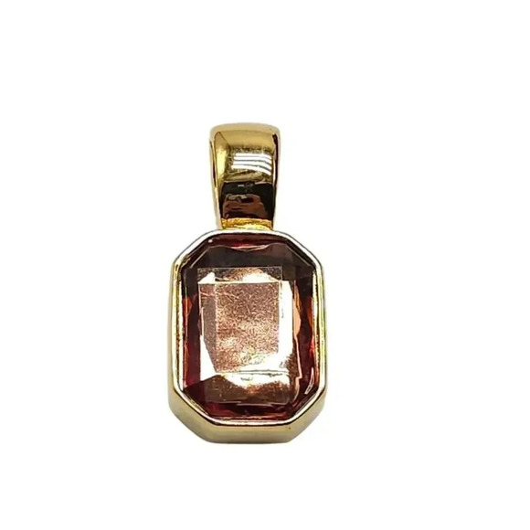 Vintage Joan Rivers Gold Tone and Brown Resin Octagonal Pendant - Picture 1 of 4